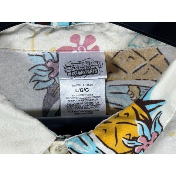 SpongeBob SquarePants Nickelodeon Button Up Shirt All Over Print Large - Picture 9 of 11